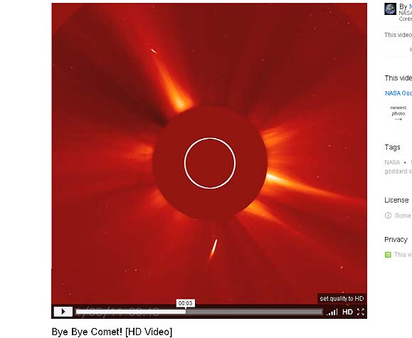 NASAが公開した彗星が太陽に衝突する瞬間の動画