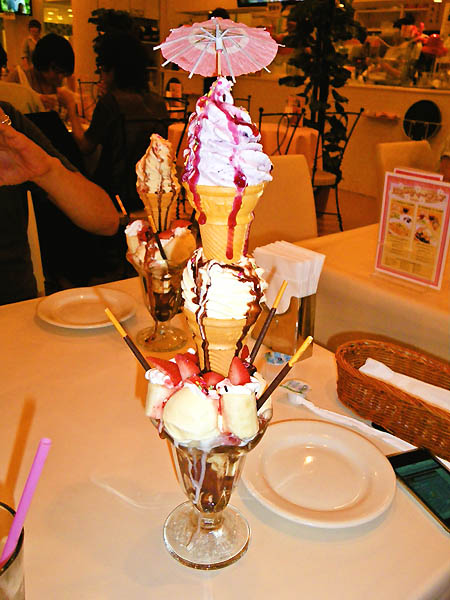 ソフトクリーム2段重ね、高さ48センチの巨大パフェを食べてみた！