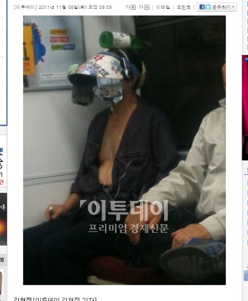 韓国の電車内に「飲みかけマッコリおじんさん」あらわる