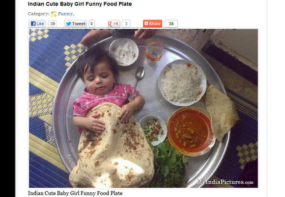 【インド】間違って食べないでね！　カレーのお皿の上でナンにくるまって寝ている赤ちゃんがカワイイっ