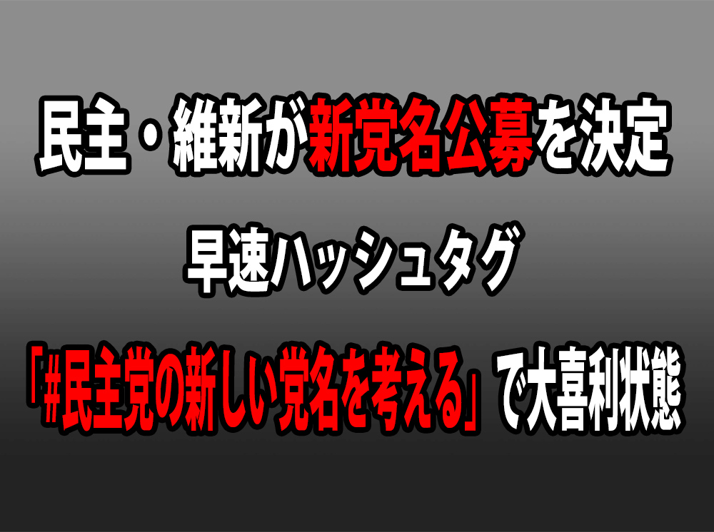 やっぱり 民主 維新が新党名をネットで公募すると決定 ネット上では早速大喜利状態に発展 ロケットニュース24