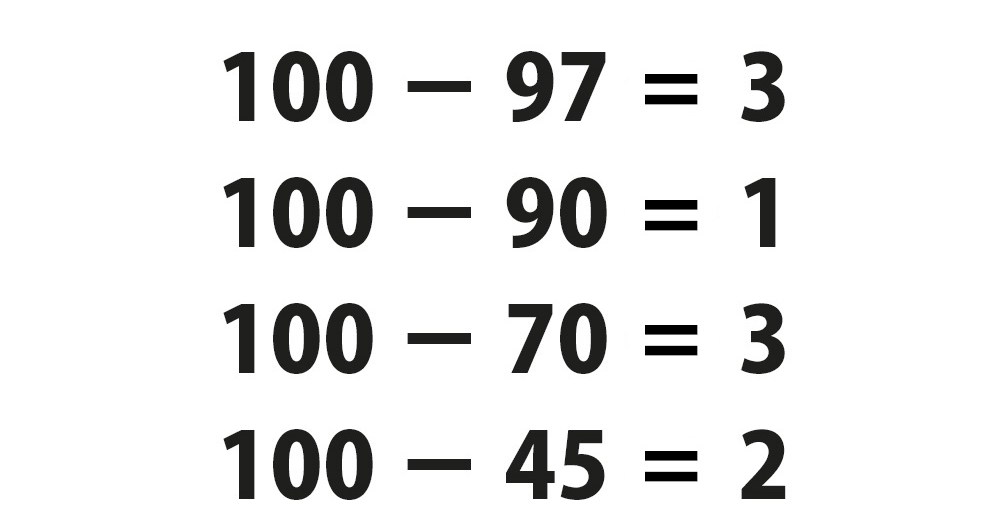 頭の体操クイズ 100 97 3 100 90 1 としたとき 100 30 はいくつになる ロケットニュース24