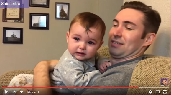 「パパのおヒゲがない！」と大号泣する赤ちゃんの動画が超かわいい!!  困ったパパの表情も見応えあり