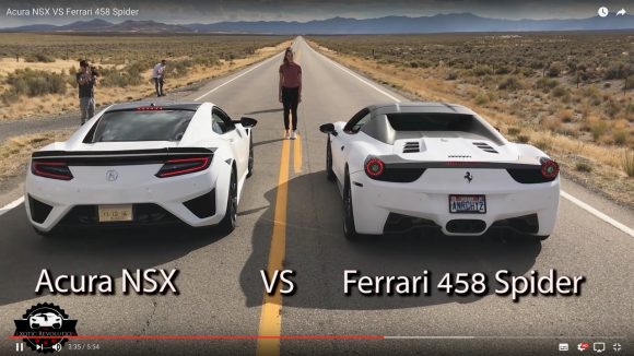 動画 高級スポーツカー対決 新型nsx Vs フェラーリ458スパイダー はどちらが速いのか ロケットニュース24