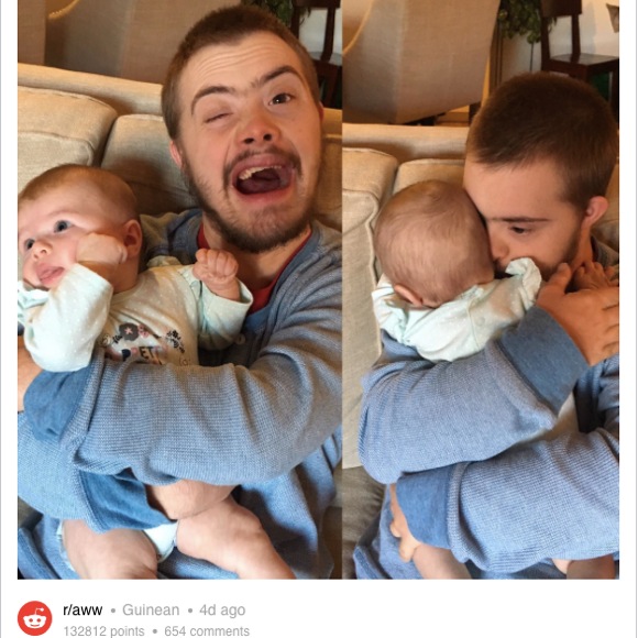 “ダウン症の男性＆赤ちゃんの写真” が注目集める「彼に赤ちゃんを抱っこさせてくれる人は少ない……」掲載者が訴え