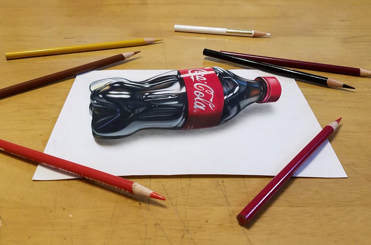 驚愕 色鉛筆で描いたってマジかよ 絵のコーラが立体的すぎてネット困惑 本物にしか見えない どこまでが絵なのでしょうか ロケットニュース24