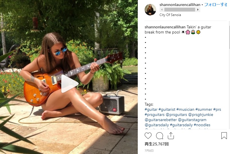 世界美女ギタリスト列伝 スラッと伸びる美脚がまぶしすぎる アメリカギタリストのインスタ投稿に 良い足 の声 シャノン ローレン カリハン ロケットニュース24