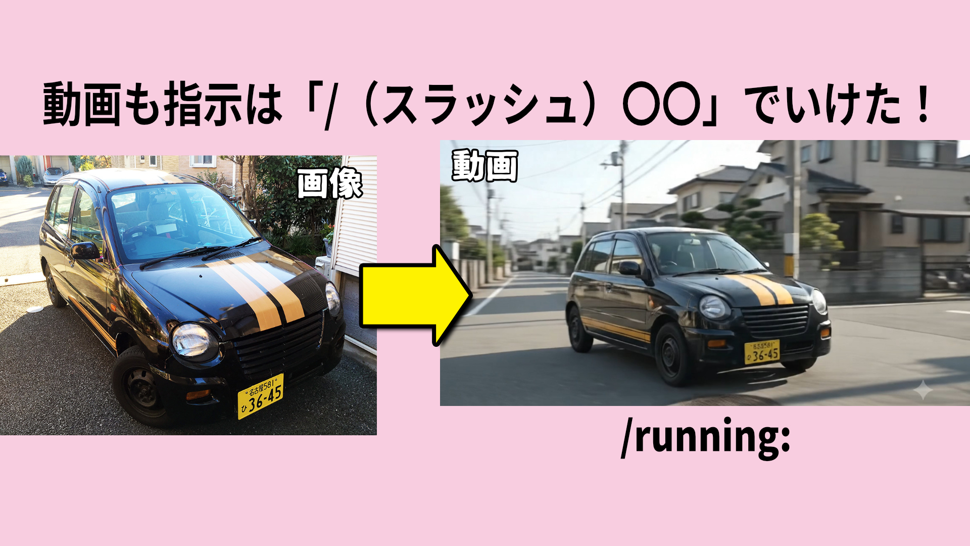 【たった1語】AIの動画生成も「/（スラッシュ）〇〇」だけでもイケる！ ただし望み通りになりにくい…