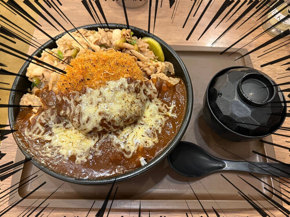 肉飯+600g】伝説のすた丼屋の新メニュー『チーズカレーメンチカツ合